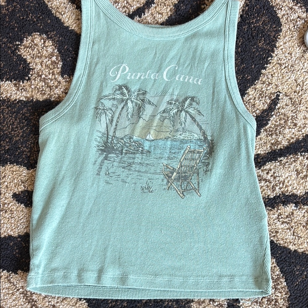Hollister Green Sleeveless Crop Tank Top